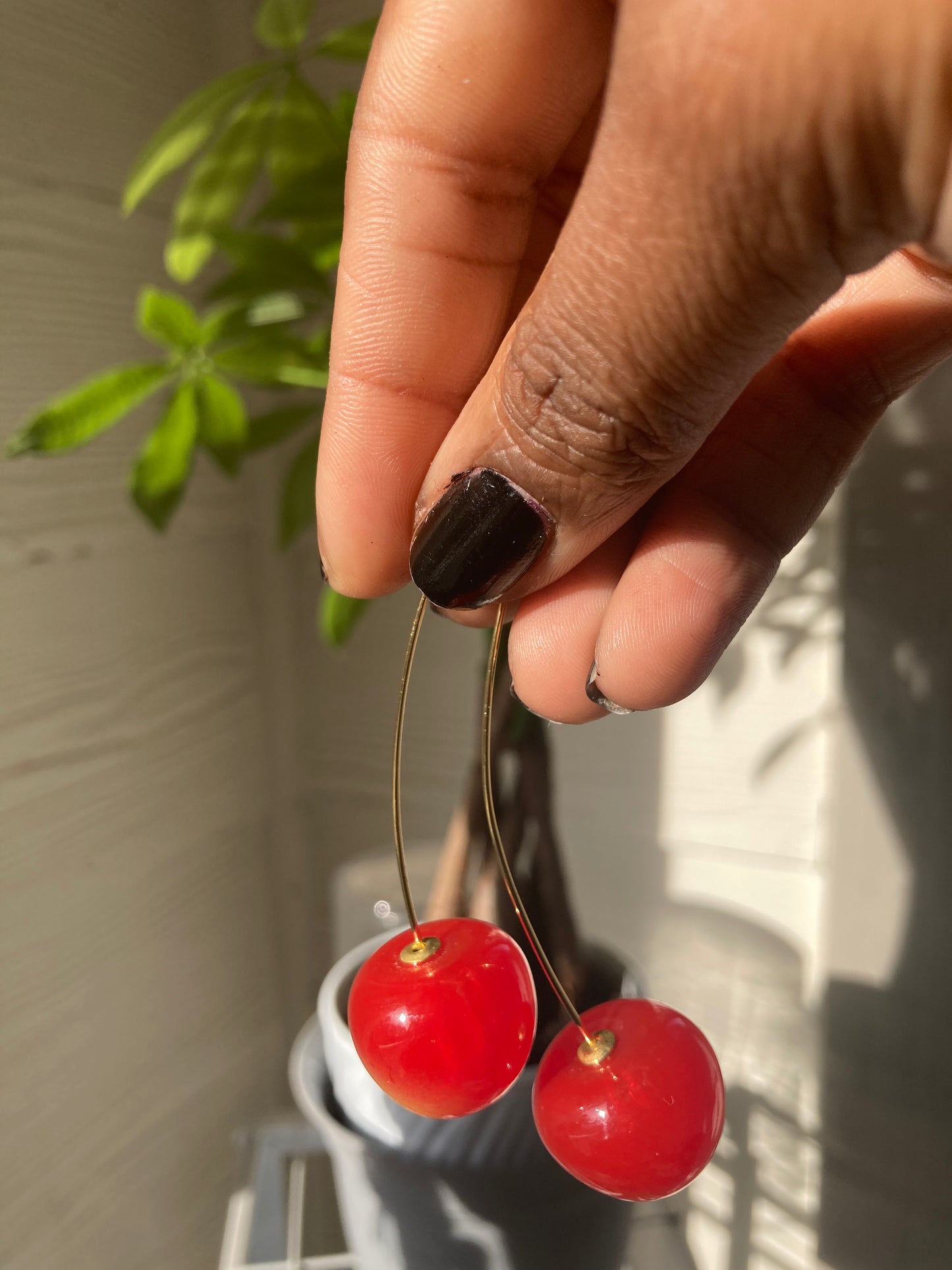 Red Gold plated Cherry Drop Earrings